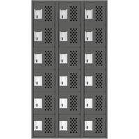 Assembled Lockerettes Clean Line Perforated Economy Lockers, 6 -tier, Bank of 3, 18" x 72" x 12", Steel Les Fournitures Industrielles Méga