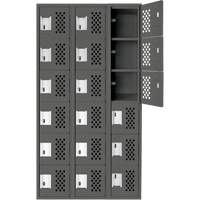 Assembled Lockerettes Clean Line Perforated Economy Lockers, 6 -tier, Bank of 3, 18" x 72" x 12", Steel Les Fournitures Industrielles Méga