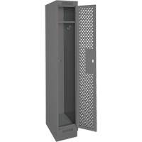 Clean Line Lockers, 12" x 18" x 76", Steel, Charcoal, Rivet (Assembled), Perforated Les Fournitures Industrielles Méga