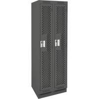 Clean Line Lockers, Bank of 2, 24" x 18" x 76", Steel, Charcoal, Rivet (Assembled), Perforated Les Fournitures Industrielles Méga