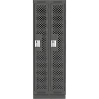 Clean Line Lockers, Bank of 2, 24" x 18" x 76", Steel, Charcoal, Rivet (Assembled), Perforated Les Fournitures Industrielles Méga
