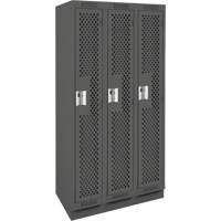 Clean Line Lockers, Bank of 3, 36" x 18" x 76", Steel, Charcoal, Rivet (Assembled), Perforated Les Fournitures Industrielles Méga