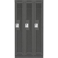 Clean Line Lockers, Bank of 3, 36" x 18" x 76", Steel, Charcoal, Rivet (Assembled), Perforated Les Fournitures Industrielles Méga