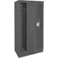 Clean Line Lockers, Bank of 3, 36" x 18" x 76", Steel, Charcoal, Rivet (Assembled), Perforated Les Fournitures Industrielles Méga