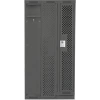 Clean Line Lockers, Bank of 3, 36" x 18" x 76", Steel, Charcoal, Rivet (Assembled), Perforated Les Fournitures Industrielles Méga