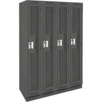 Clean Line Lockers, Bank of 4, 48" x 18" x 76", Steel, Charcoal, Rivet (Assembled), Perforated Les Fournitures Industrielles Méga