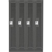 Clean Line Lockers, Bank of 4, 48" x 18" x 76", Steel, Charcoal, Rivet (Assembled), Perforated Les Fournitures Industrielles Méga