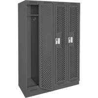Clean Line Lockers, Bank of 4, 48" x 18" x 76", Steel, Charcoal, Rivet (Assembled), Perforated Les Fournitures Industrielles Méga