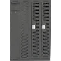 Clean Line Lockers, Bank of 4, 48" x 18" x 76", Steel, Charcoal, Rivet (Assembled), Perforated Les Fournitures Industrielles Méga