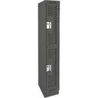 Clean Line Lockers, 2 -tier, 12" x 15" x 76", Steel, Charcoal, Rivet (Assembled), Perforated Les Fournitures Industrielles Méga