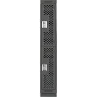 Clean Line Lockers, 2 -tier, 12" x 15" x 76", Steel, Charcoal, Rivet (Assembled), Perforated Les Fournitures Industrielles Méga