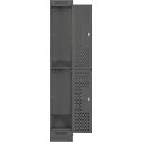 Clean Line Lockers, 2 -tier, 12" x 15" x 76", Steel, Charcoal, Rivet (Assembled), Perforated Les Fournitures Industrielles Méga
