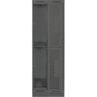 Clean Line Lockers, 2 -tier, Bank of 2, 24" x 15" x 76", Steel, Charcoal, Rivet (Assembled), Perforated Les Fournitures Industrielles Méga