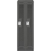Clean Line Lockers, Bank of 2, 24" x 18" x 82", Steel, Charcoal, Rivet (Assembled), Perforated Les Fournitures Industrielles Méga