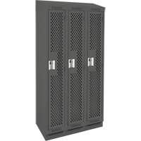 Clean Line Lockers, Bank of 3, 36" x 18" x 82", Steel, Charcoal, Rivet (Assembled), Perforated Les Fournitures Industrielles Méga