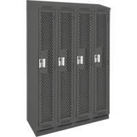 Clean Line Lockers, Bank of 4, 48" x 18" x 82", Steel, Charcoal, Rivet (Assembled), Perforated Les Fournitures Industrielles Méga