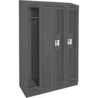 Clean Line Lockers, Bank of 4, 48" x 18" x 82", Steel, Charcoal, Rivet (Assembled), Perforated Les Fournitures Industrielles Méga
