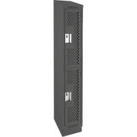 Clean Line Lockers, 2 -tier, 12" x 12" x 82", Steel, Charcoal, Rivet (Assembled), Perforated Les Fournitures Industrielles Méga