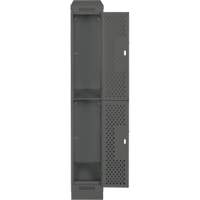 Clean Line Lockers, 2 -tier, 12" x 12" x 82", Steel, Charcoal, Rivet (Assembled), Perforated Les Fournitures Industrielles Méga