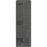 Clean Line Lockers, 2 -tier, Bank of 2, 24" x 12" x 82", Steel, Charcoal, Rivet (Assembled), Perforated Les Fournitures Industrielles Méga