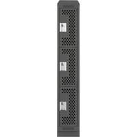 Clean Line Lockers, 3 -tier, 12" x 15" x 82", Steel, Charcoal, Rivet (Assembled), Perforated Les Fournitures Industrielles Méga