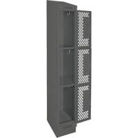 Clean Line Lockers, 3 -tier, 12" x 15" x 82", Steel, Charcoal, Rivet (Assembled), Perforated Les Fournitures Industrielles Méga