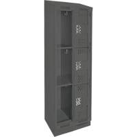 Clean Line Lockers, 3 -tier, Bank of 2, 24" x 15" x 82", Steel, Charcoal, Rivet (Assembled), Perforated Les Fournitures Industrielles Méga