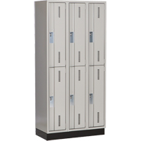 Concorde Heavy-Duty Lockers, 2 -tier, Bank of 3, 36" x 18" x 76", Steel, Grey, Welded (Assembled) Les Fournitures Industrielles Méga