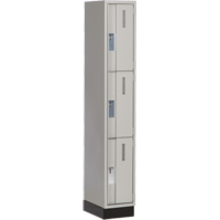 Concorde Heavy-Duty Lockers, 3 -tier, 12" x 18" x 76", Steel, Grey, Welded (Assembled) Les Fournitures Industrielles Méga