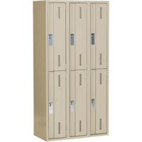 Concorde Heavy-Duty Lockers, 2 -tier, Bank of 3, 36" x 18" x 72", Steel, Beige, Welded (Assembled) Les Fournitures Industrielles Méga