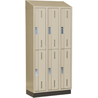 Casiers robustes Concorde, 2 niveaux, Bloc de 3, 36" x 18" x 82", Acier, Beige, Soud&eacute; (assembl&eacute;) Les Fournitures Industrielles Méga