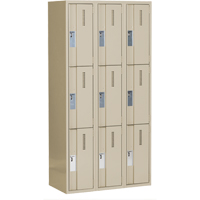 Casiers robustes Concorde, 3 niveaux, Bloc de 3, 36" x 18" x 72", Acier, Beige, Soud&eacute; (assembl&eacute;) Les Fournitures Industrielles Méga