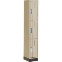 Concorde Heavy-Duty Lockers, 3 -tier, 12" x 18" x 76", Steel, Beige, Welded (Assembled) Les Fournitures Industrielles Méga