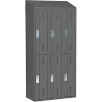 Concorde Heavy-Duty Lockers, 2 -tier, Bank of 3, 36" x 18" x 78", Steel, Charcoal, Welded (Assembled) Les Fournitures Industrielles Méga