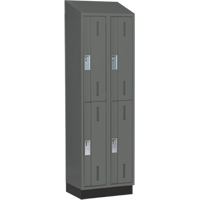 Concorde Heavy-Duty Lockers, 2 -tier, Bank of 2, 24" x 18" x 82", Steel, Charcoal, Welded (Assembled) Les Fournitures Industrielles Méga