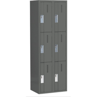 Concorde Heavy-Duty Lockers, 3 -tier, Bank of 2, 24" x 18" x 72", Steel, Charcoal, Welded (Assembled) Les Fournitures Industrielles Méga