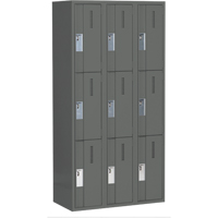 Concorde Heavy-Duty Lockers, 3 -tier, Bank of 3, 36" x 18" x 72", Steel, Charcoal, Welded (Assembled) Les Fournitures Industrielles Méga