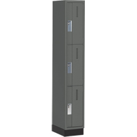 Concorde Heavy-Duty Lockers, 3 -tier, 12" x 18" x 76", Steel, Charcoal, Welded (Assembled) Les Fournitures Industrielles Méga
