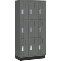 Concorde Heavy-Duty Lockers, 3 -tier, Bank of 3, 36" x 18" x 76", Steel, Charcoal, Welded (Assembled) Les Fournitures Industrielles Méga
