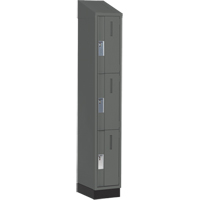 Concorde Heavy-Duty Lockers, 3 -tier, 12" x 18" x 82", Steel, Charcoal, Welded (Assembled) Les Fournitures Industrielles Méga