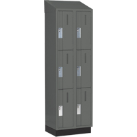 Concorde Heavy-Duty Lockers, 3 -tier, Bank of 2, 24" x 18" x 82", Steel, Charcoal, Welded (Assembled) Les Fournitures Industrielles Méga