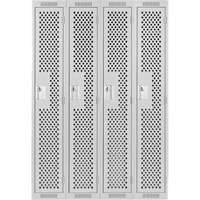 Clean Line Lockers, Bank of 4, 48" x 12" x 72", Steel, Grey, Rivet (Assembled), Perforated Les Fournitures Industrielles Méga