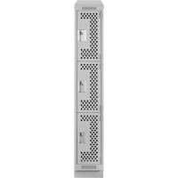 Clean Line Lockers, 3 -tier, 12" x 12" x 72", Steel, Grey, Rivet (Assembled), Perforated Les Fournitures Industrielles Méga