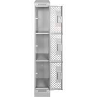 Clean Line Lockers, 3 -tier, 12" x 12" x 72", Steel, Grey, Rivet (Assembled), Perforated Les Fournitures Industrielles Méga
