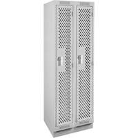 Clean Line Lockers, Bank of 2, 24" x 18" x 76", Steel, Grey, Rivet (Assembled), Perforated Les Fournitures Industrielles Méga