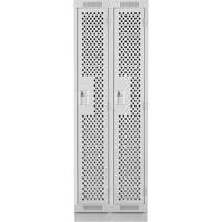Clean Line Lockers, Bank of 2, 24" x 18" x 76", Steel, Grey, Rivet (Assembled), Perforated Les Fournitures Industrielles Méga