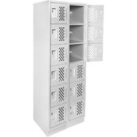 Assembled Lockerettes Clean Line Perforated Economy Lockers, 6 -tier, Bank of 2, 18" x 72" x 12", Steel Les Fournitures Industrielles Méga