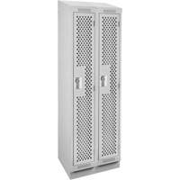 Clean Line Lockers, Bank of 2, 24" x 18" x 82", Steel, Grey, Rivet (Assembled), Perforated Les Fournitures Industrielles Méga