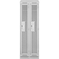 Clean Line Lockers, Bank of 2, 24" x 18" x 82", Steel, Grey, Rivet (Assembled), Perforated Les Fournitures Industrielles Méga