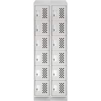 Assembled Lockerettes Clean Line Perforated Economy Lockers, 6 -tier, Bank of 2, 18" x 72" x 12", Steel Les Fournitures Industrielles Méga
